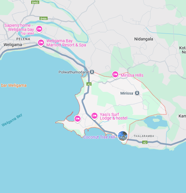 Sri Lanka Mirissa map